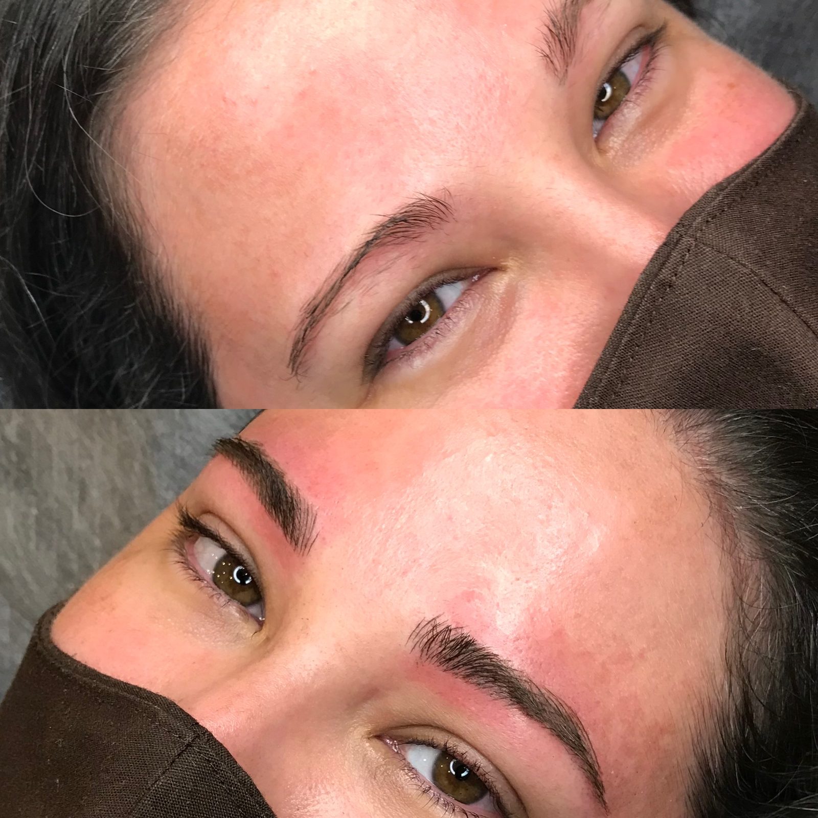 Microblading before and after — fuller, naturally shaped brows