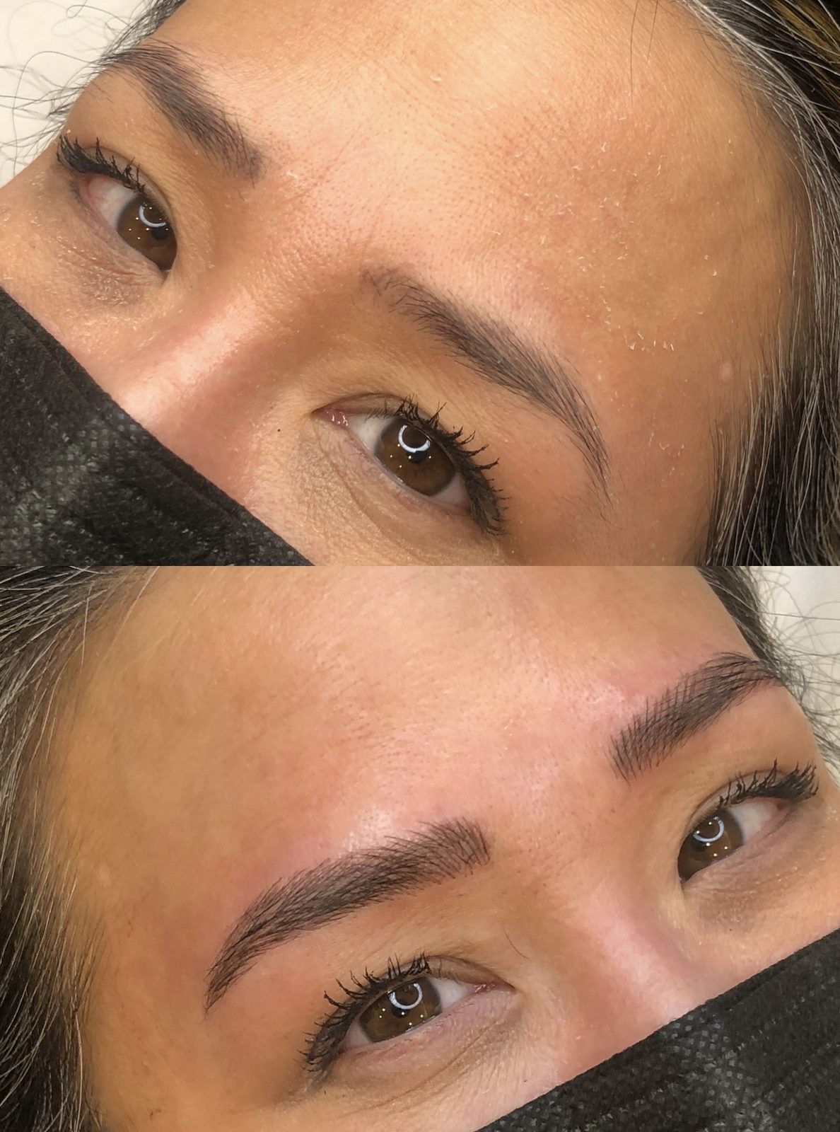 Microblading transformation at Jadeelle Beauté — refined arch and natural hair-stroke definition