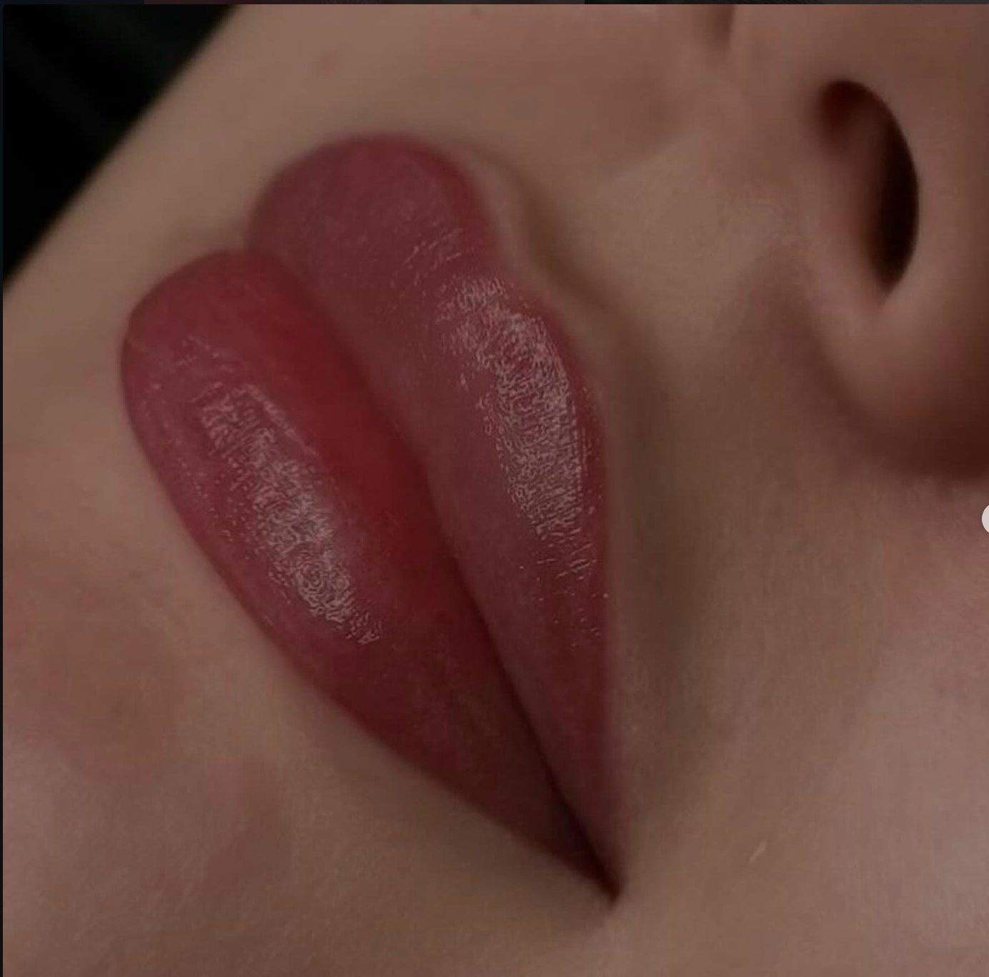 Natural lip blush result at Jadeelle Beauté — soft rosy semi-permanent lip color with gentle definition